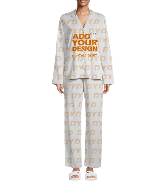 Custom Men Home Wear Pajamas Sets Knitted Breathable Thermal Long Sleeve Long Pants Polyester Pajama Suit