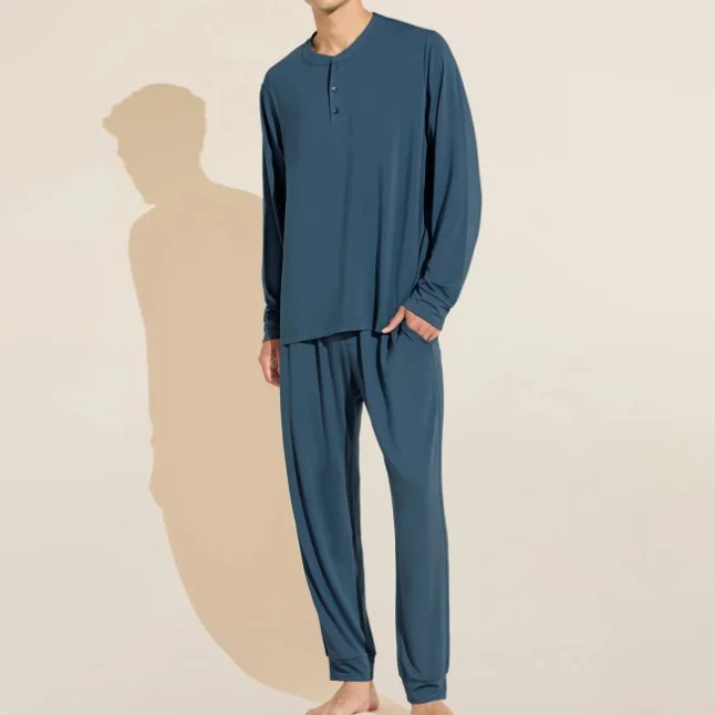 Custom Men's Breathable Soft Modal Pajamas with Pockets