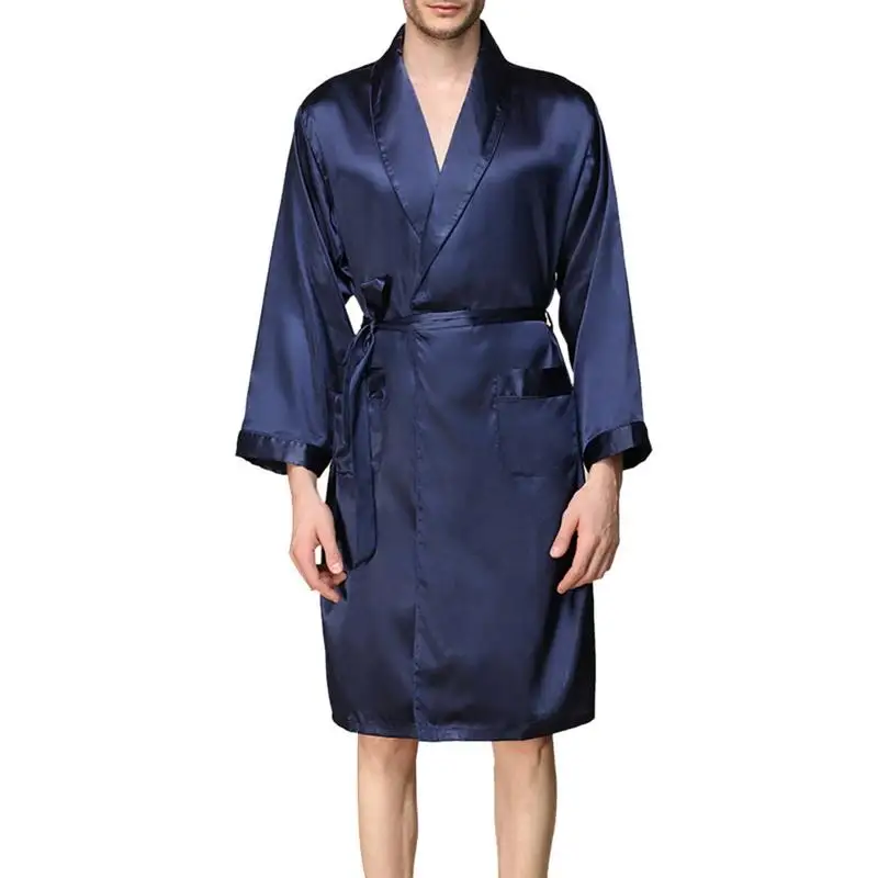 Custom Men's Modal Silk Satin Pajamas Smooth and Comfortable Solid Color Sleepwear Breathable Feature