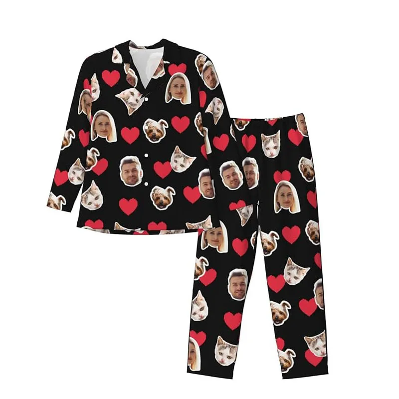 Custom Men's Pajamas Set Long Sleeve Trousers 2 Piece Home Lounge Wear Night Wear for Men