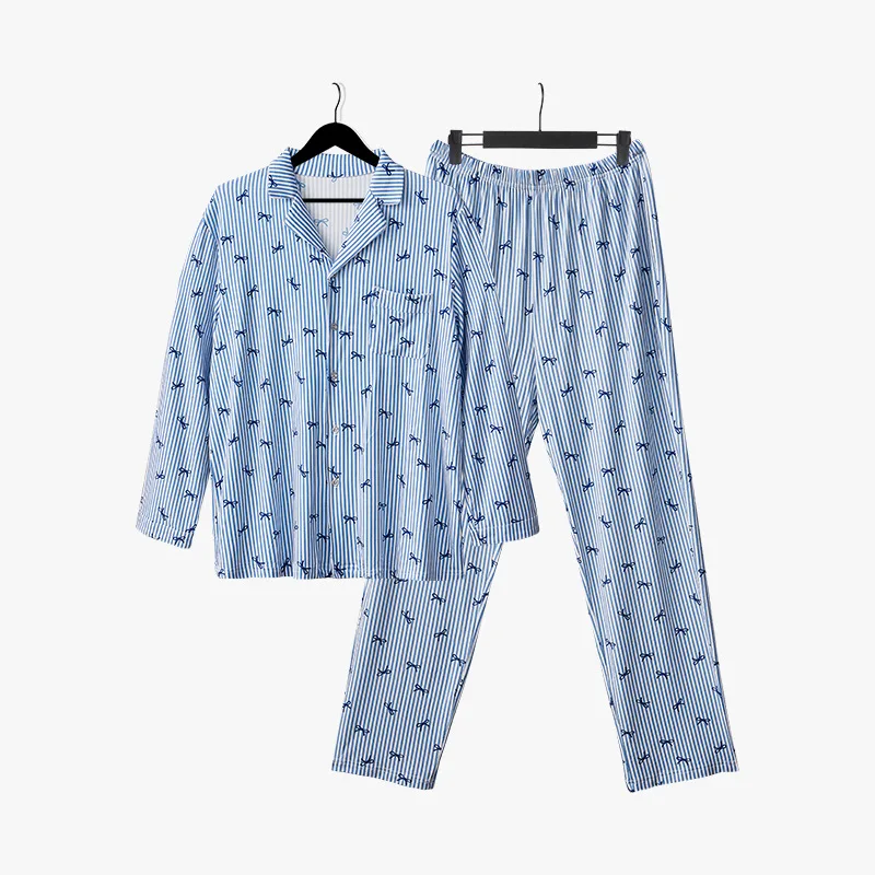 Custom Modal Cotton Pajamas Two Pieces Men's Pajamas Set Loose Men's Home Wear Bamboo Loungewear