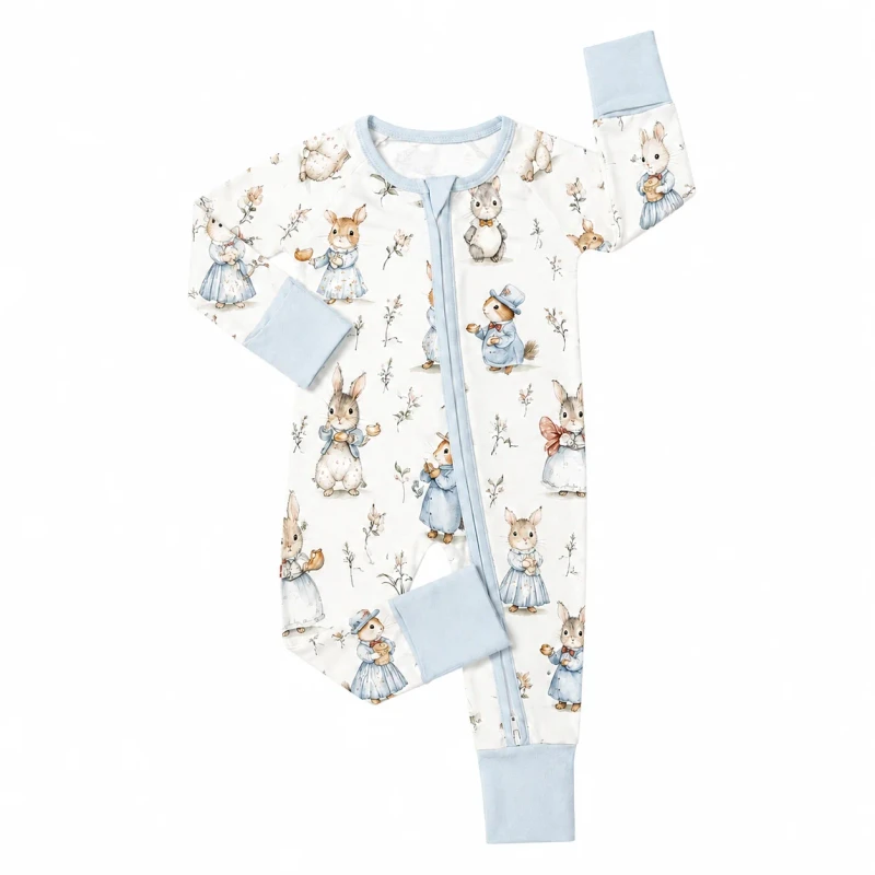 Custom Newborn Baby Infant Organic 95% Bamboo 5% Spandex Onesie Rompers Clothes Toddler Kid Pajamas Sleepwear Clothing for Baby