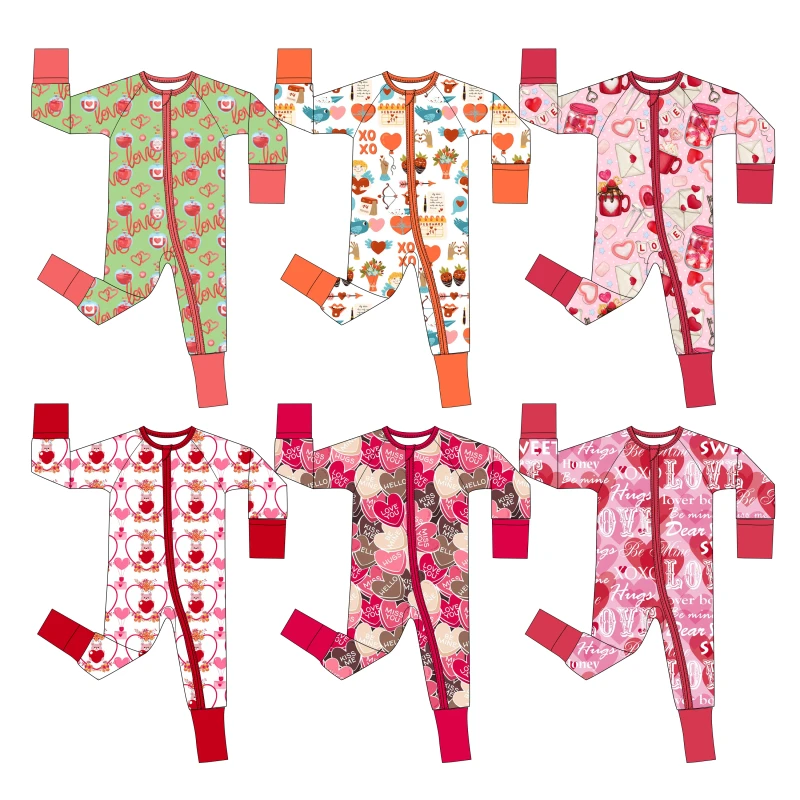Custom Newborn Baby Infant Organic 95% Bamboo 5% Spandex Rompers Toddler Kid Pajamas Sleepwear