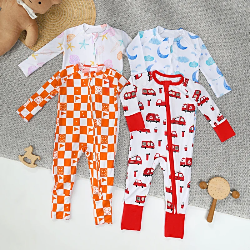 Custom Organic Bamboo Baby Pajamas Toddler Kid Rompers Onesies Sleepsuit Newborn Clothes Manufacturer