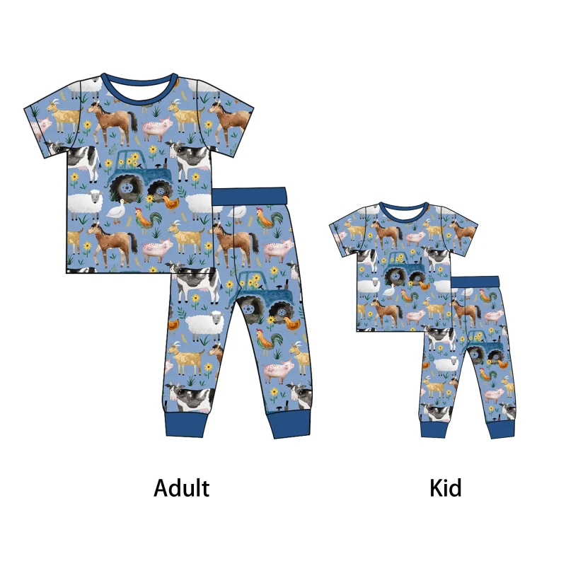 Custom Pajama Sets Kids Women Green Matching Bamboo Christmas Pajamas Family Sleepwear