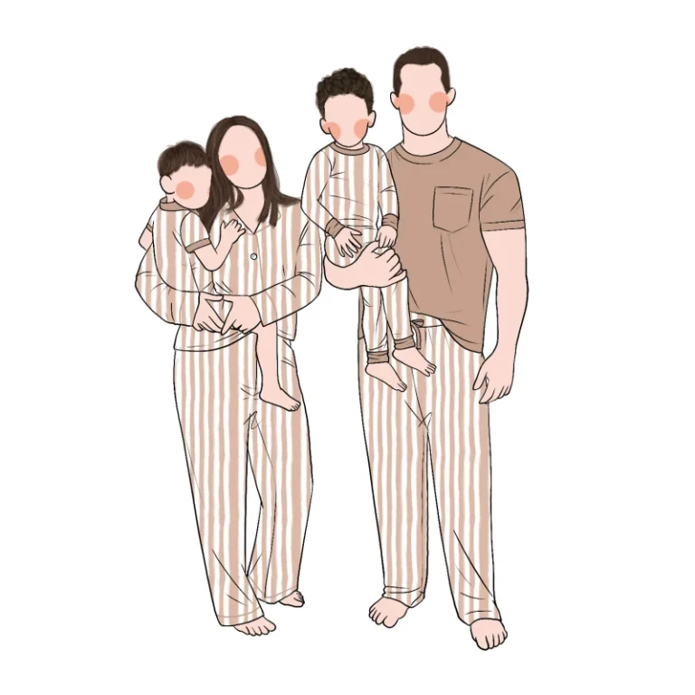 Custom-Parent-Child-Striped-Design-Family-Matching-Bamboo-Pajamas-Kids-2pc-Shorts-Set