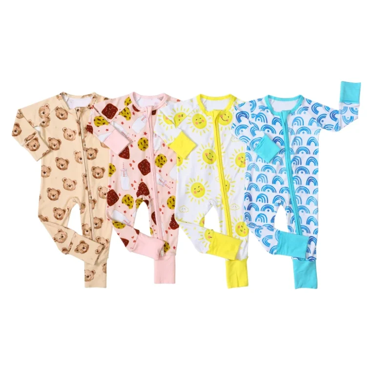 Custom-Pattern-Baby-Infant-Organic-Bamboo-Spandex-Onesie-Rompers-Clothes-Toddler-Kid-Pajamas-Sleepwear-Clothing-Zipper-Sleeper