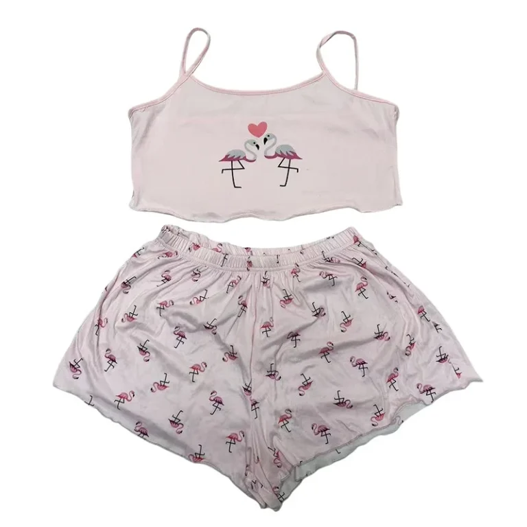 Custom-Pattern-Butterfly-Women-2-Piece-Lingerie-Sleepwear-Cami-Shorts-Set-Soft-Nightwear-With-Factory-Price