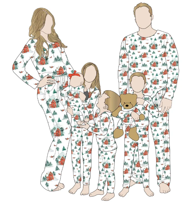 Custom Pattern High Quality Color New Arrival Comfortable Soft Bamboo Christmas Family Matching Pajamas Set