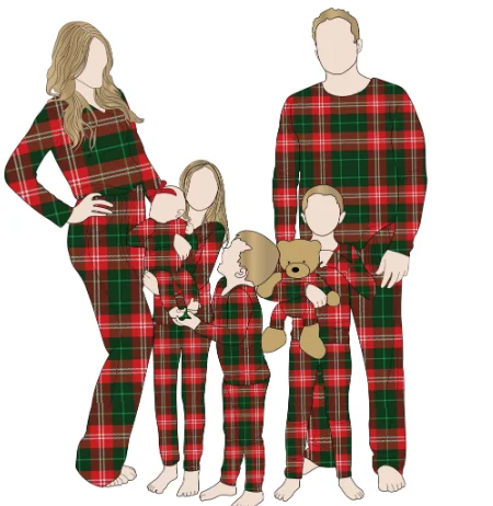 Custom Pattern High Quality and Color New Arrival Comfortable Soft Bamboo Christmas Family Matching Pajamas Set