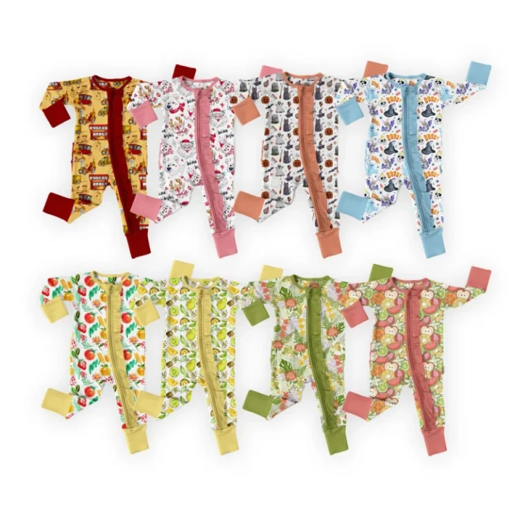 Custom-Personalized-Bamboo-Zipper-Pajamas-Infant-Toddler-Zippered-Footed-Bubble-Romper-Newborn-Viscose-From-Bamboo