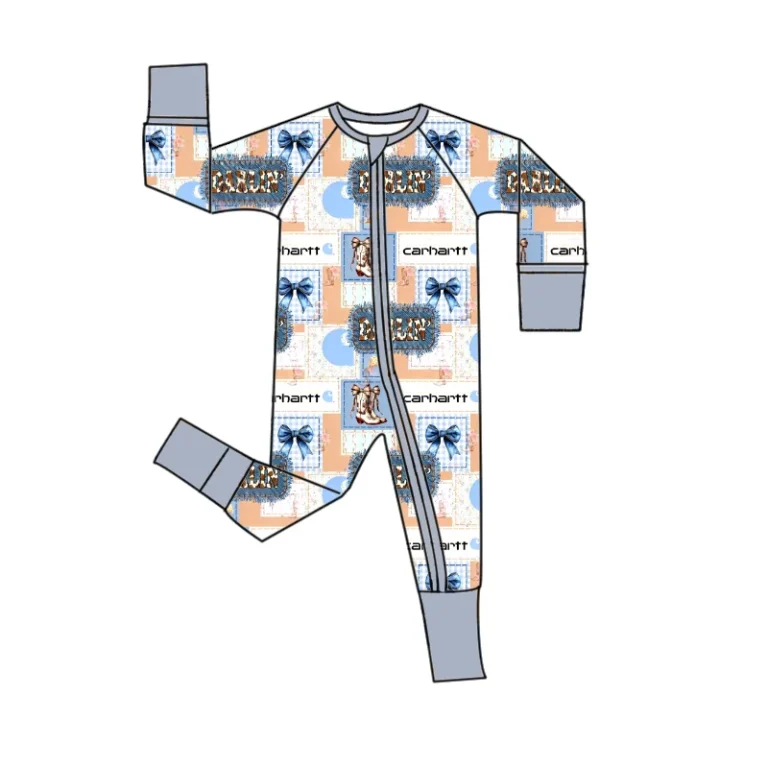 Custom-Personalized-Bamboo-Zippered-Pajamas-Baby-Toddler-Zippered-Footed-Bubble-Pajamas-for-Newborns