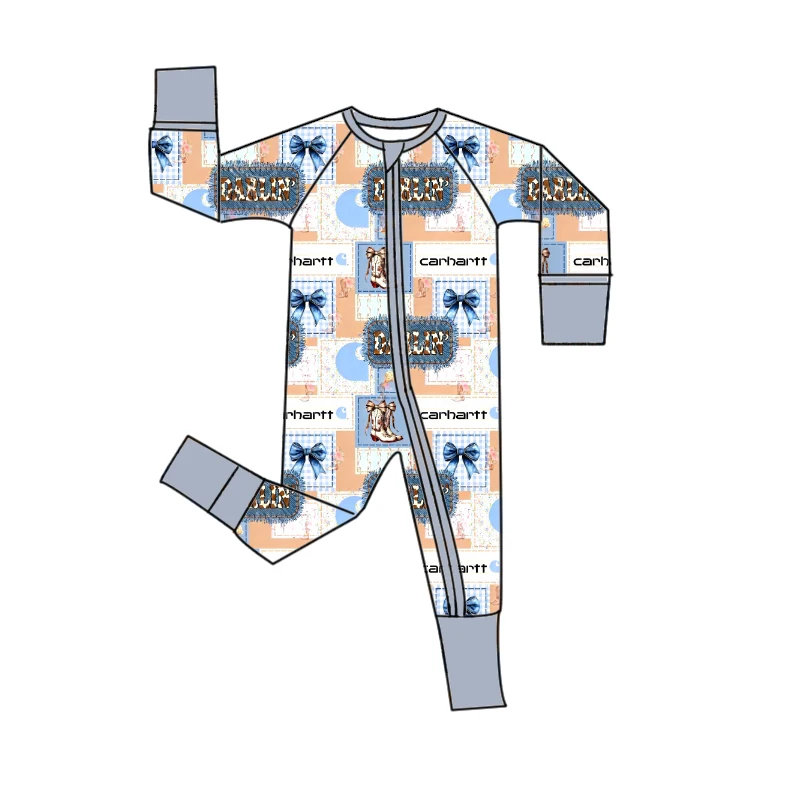 Custom Personalized Bamboo Zippered Pajamas Baby Toddler Zippered Footed Bubble Pajamas for Newborns