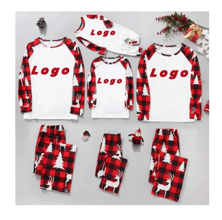 Custom-Personalized-Logo-Christmas-Pjs-Family-Cotton-Pajamas-Set-Matching-Lounge-Wear-Set