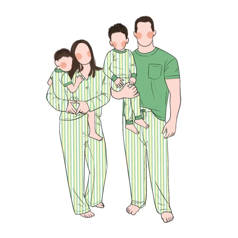 Custom-Popular-Member-Parent-Child-Striped-Design-Family-Matching-Bamboo-Pajamas-Kids-2pc-Shorts-Set