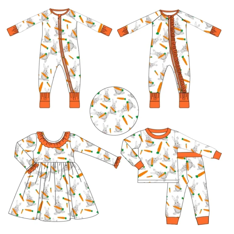 Custom-Print-Baby-Infant-Organic-95-Bamboo-5-Spandex-220-GSM-Unisex-2-Piece-Onesie-Rompers-Toddler-Pajamas-Sleepwear