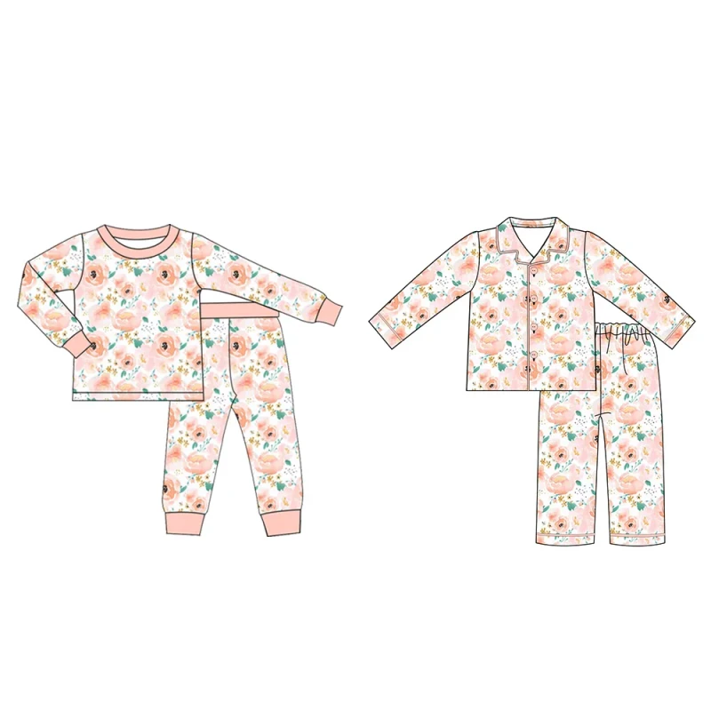 Custom Print Baby Infant Organic 95% Bamboo 5% Spandex 2pcs Set Clothes Toddler Kid Pajamas Sleepwear Clothing for Baby