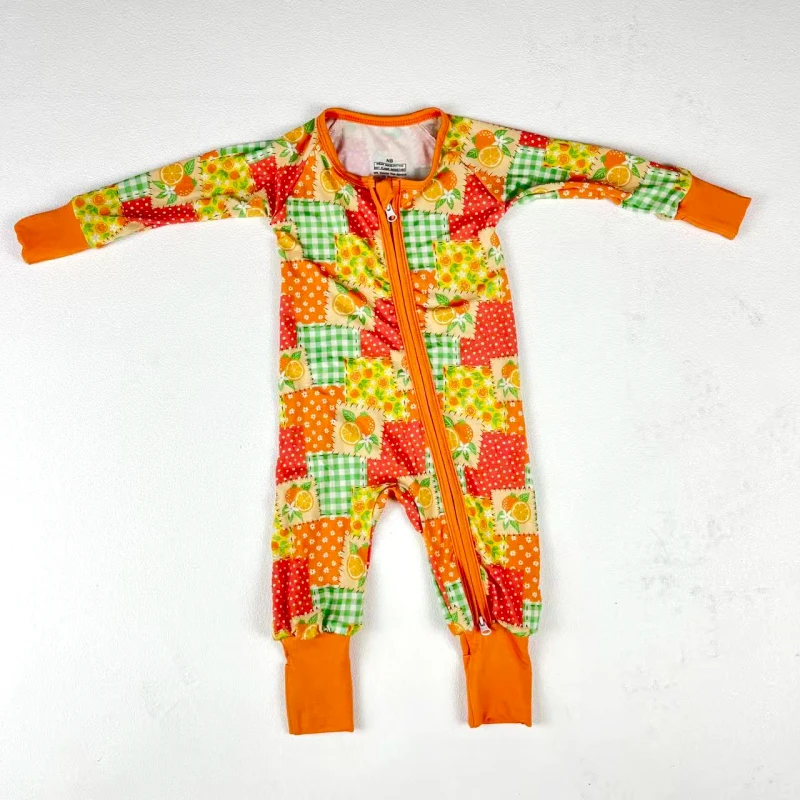 Custom Print Bamboo Fiber Baby Zipper Footed Sleeper Romper Clothes Toddler Kids Pajamas Clothing