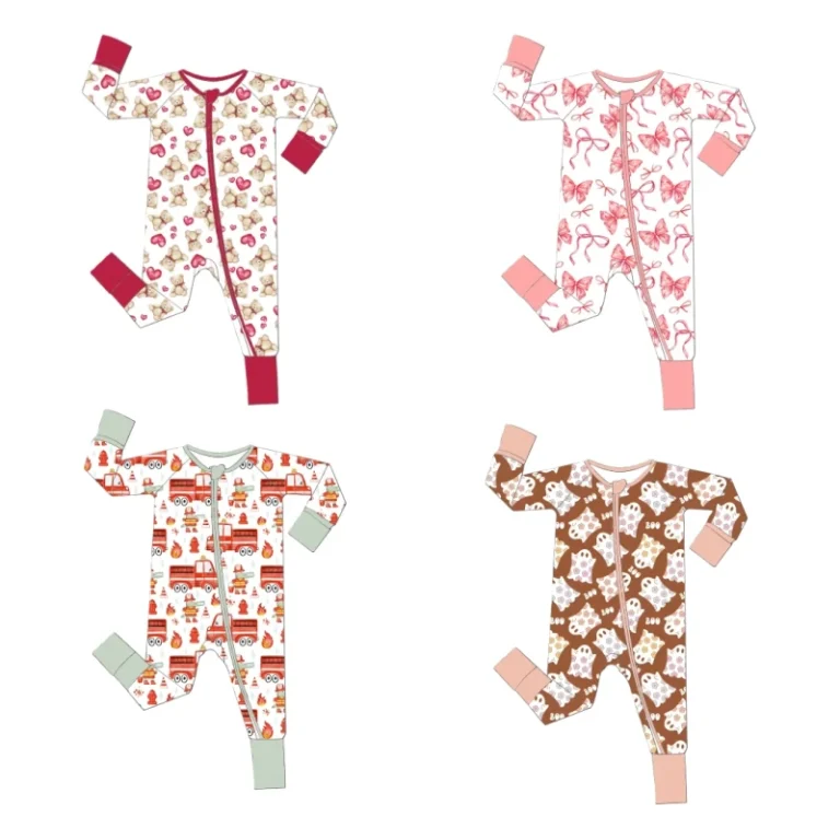 Custom-Print-Bamboo-Fiber-Baby-Zipper-Footed-Sleeper-Romper-Toddler-Kid-Onesies-Pajamas