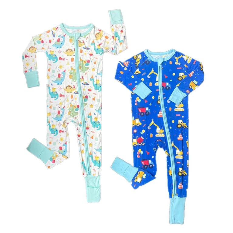 Custom-Print-Bamboo-Pajamas-Baby-Romper-New-Born-Baby-Pajamas-2-Way-Zipper-Onesie-Bamboo-Baby-Clothes