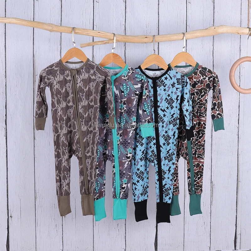 Custom Print Bamboo Viscose Pajamas Organic Double Zipper Bamboo Baby Romper Little Sleepers Kids Bamboo Baby Clothes