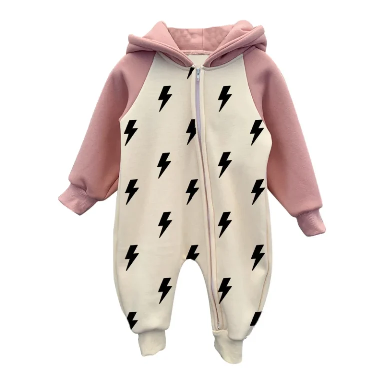 Custom-Print-Bolt-Thick-Fleece-Winter-Baby-Toddler-Kids-Long-Sleeve-Baby-Button-Romper-Pajama