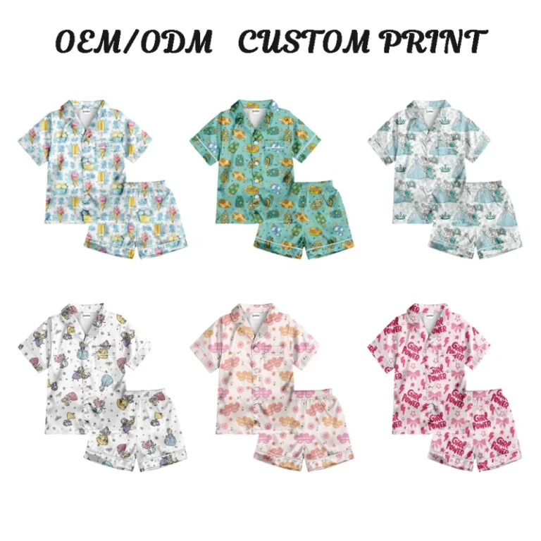 Custom-Print-Kids-Pajamas-Toddler-Short-Sleeve-Sleepwear-Pajamas-Set-Comfortable-Family-Match-Stain-Fabric-Pajamas-Set