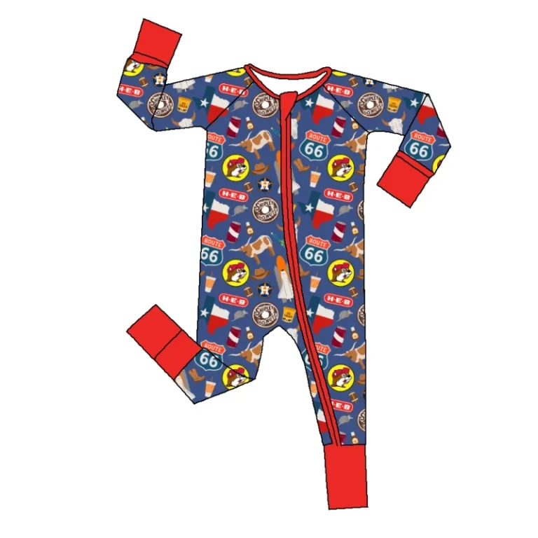 Custom-Print-Kids-Zipper-Pajamas-Long-Sleeves-Baby-Toddler-Pajamas