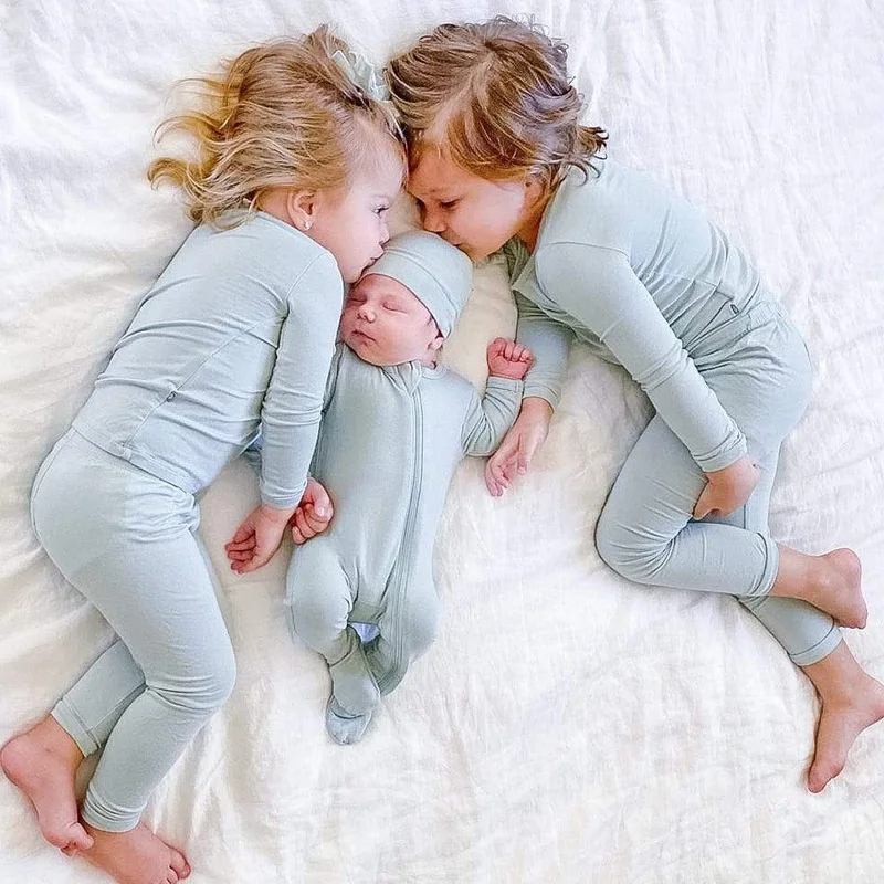 Custom Print Long Sleeve Bamboo Fiber Baby Clothing Set Toddler Boys Girls Kids Pajamas Set