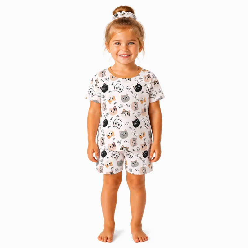 Custom Print Organic Bamboo Kid Toddler Pajamas Clothing Set Short Sleeve T shirt Shorts Pajama Children Two Pieces Pjs Set