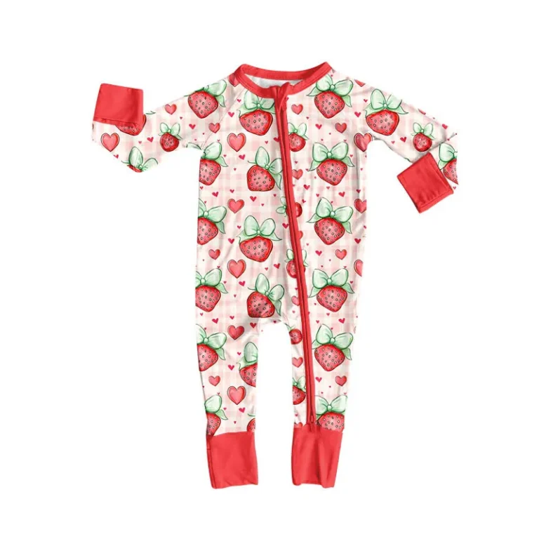 Custom-Print-Strawberry-Long-Sleeve-Infant-Bamboo-Fiber-Baby-Zipper-Footed-Sleeper-Romper-Clothes-Toddler-Kids-Pajamas-Clothing