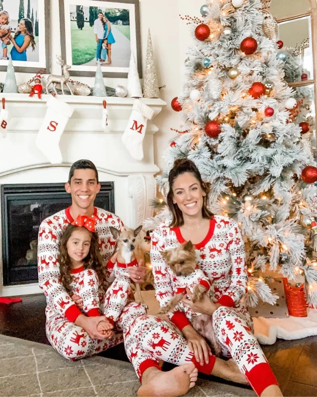 Custom Print Xmas Winter Warm Soft Pyjamas Blank Pajamas Set Matching Christmas Pajamas for Family Matching Pajamas Dog