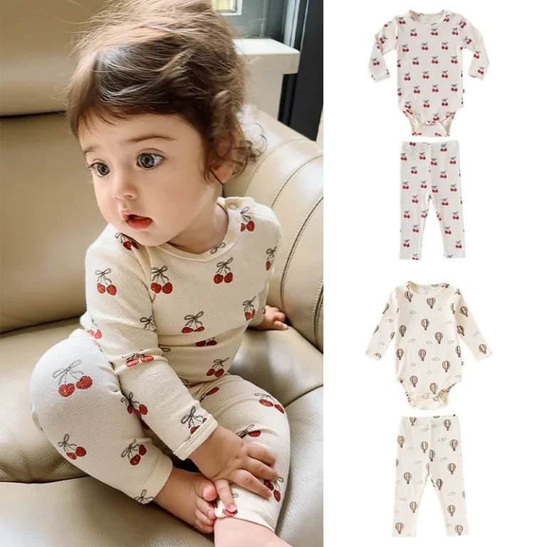 Custom-Printed-Bamboo-Cotton-Soft-Breathable-Casual-Style-Long-Sleeve-Spring-2pcs-Pajamas-for-Baby-Clothing-Sets
