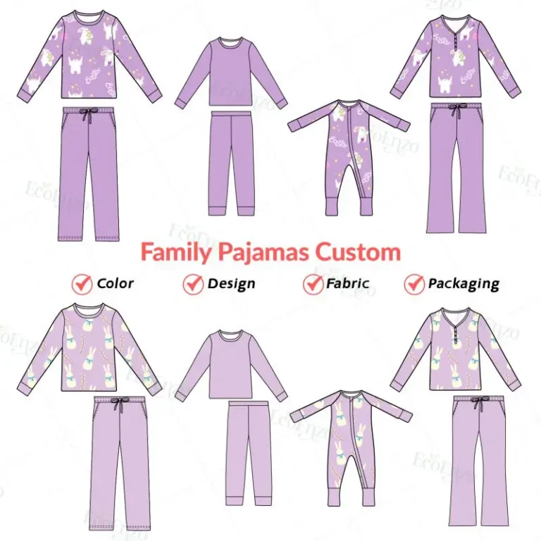 Custom-Printed-Family-Pajamas-for-Girls-Two-Piece-Set-of-Bamboo-Baby-Clothes-Toddler-Clothing-with-Spring-Sleeper-for-Kids