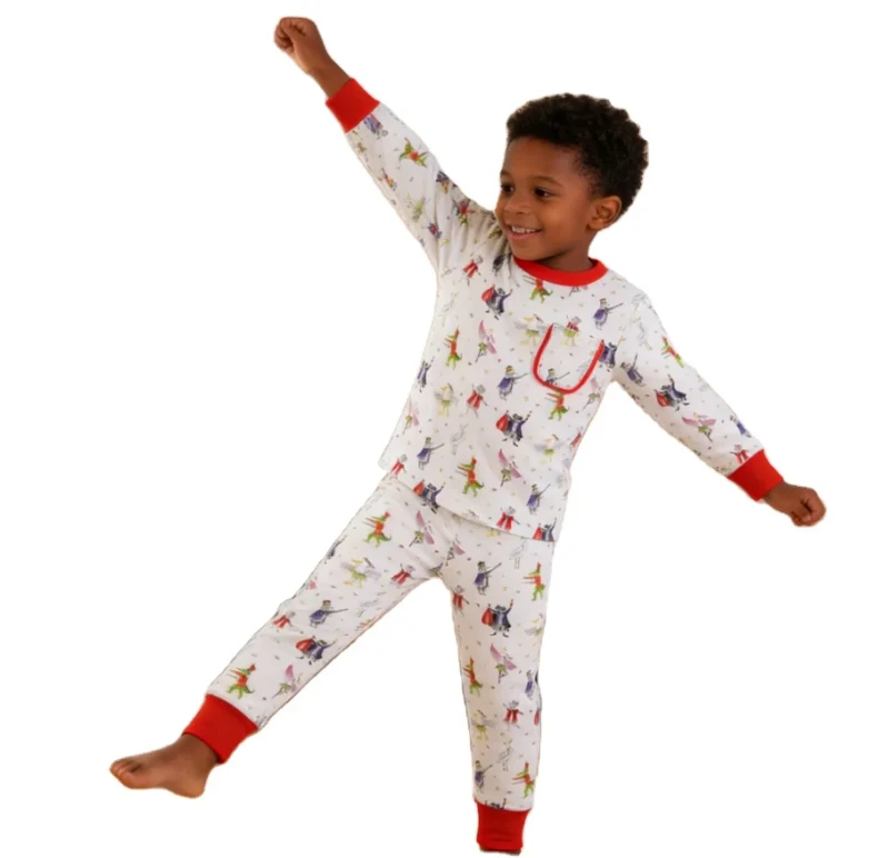 Custom Printed Long Sleeve Set Children Two Pieces Outfit Pajamas