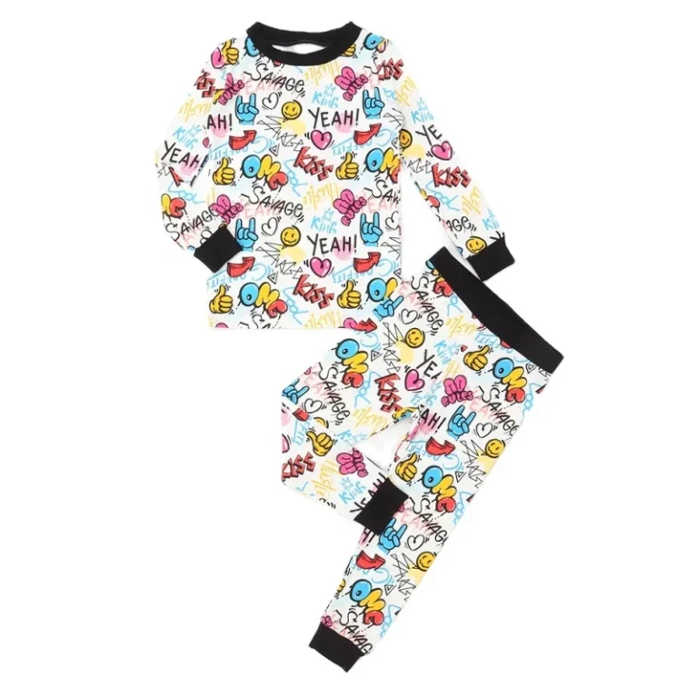 Custom-Printed-Soft-Breathable-Casual-Style-Long-Sleeve-Winter-Pajamas-2pcs-Set-for-Baby-Boys-and-Girls