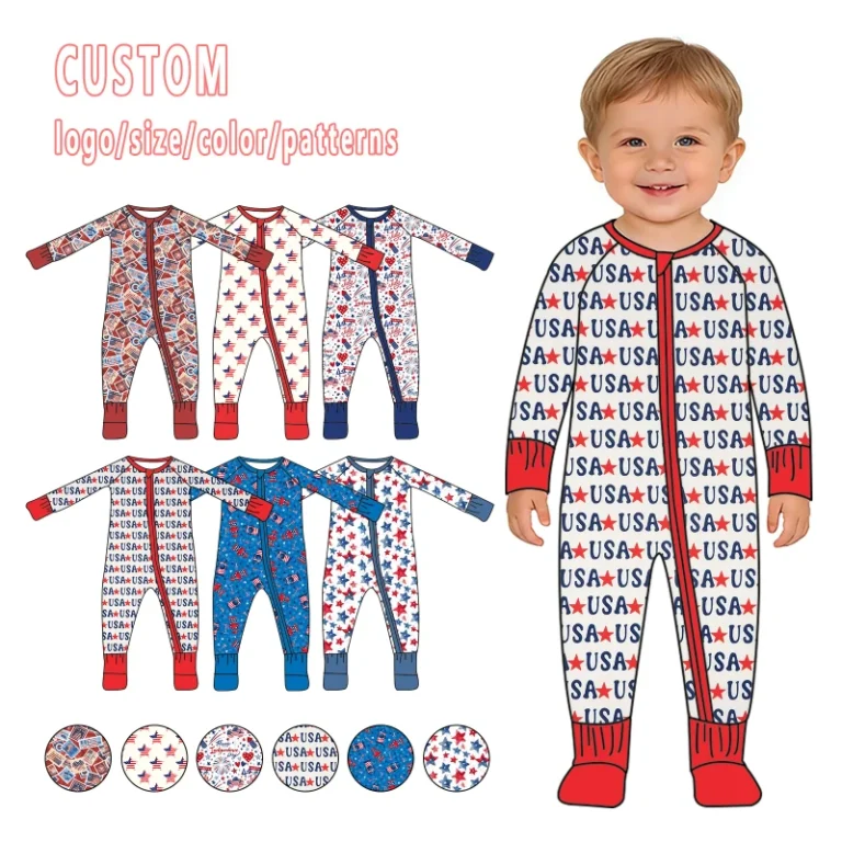 Custom-Printing-Baby-Bamboo-Pajamas-Infant-Sleeper-Toddler-Long-Sleeve-Jumpsuits-Newborn-Rompers