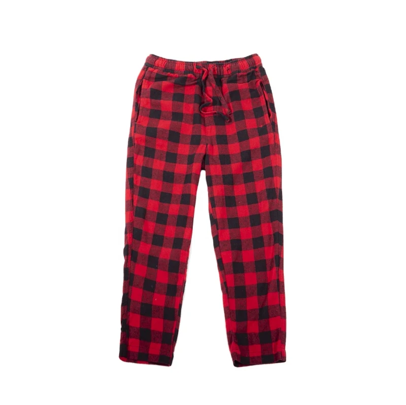 Custom Red Plaid Flannel Trousers Flannel Pajama Pants 100 Cotton Small MOQ