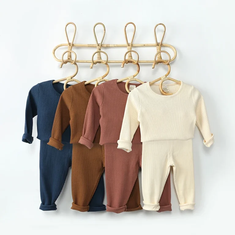 Custom-Ribbed-Cotton-Kids-Clothing-Sets-Toddler-Boys-Girls-Pajamas-Set-Long-Sleeve-Sleepwear-Children-Pajama-Sets