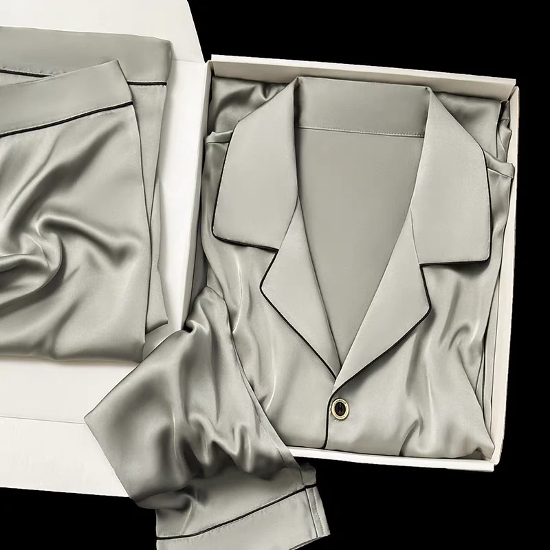 Custom Satin Pyjamas Set 2 Piece Men's Long Sleeve Sleepwear Sets