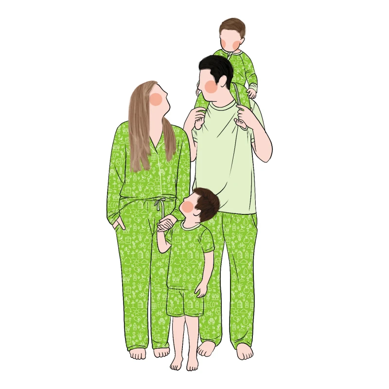Custom Simple Atmosphere Comfortable Bamboo Breathable 2 piece Family Matching Pajamas