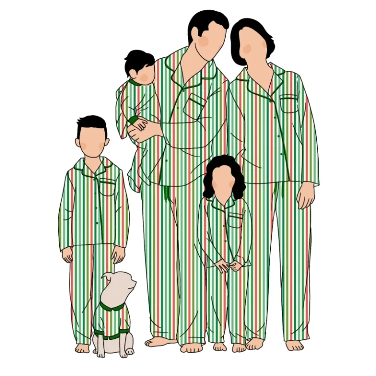 Custom-Soft-High-Quality-Popular-Stripe-Printing-Matching-Family-Clothing-Pajamas-for-Women-Men-and-Boys-Girls-Set
