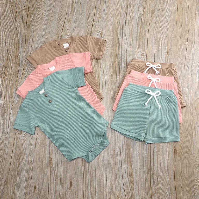 Custom-Summer-Baby-Newborn-Boy-and-Girls-Ribbed-Pajamas-2pcs-Set