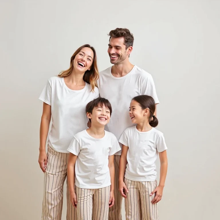 Custom-Summer-Bamboo-Spandex-Pajamas-for-Kids-Breathable-Matching-T-Shirts-for-Families-and-Girls