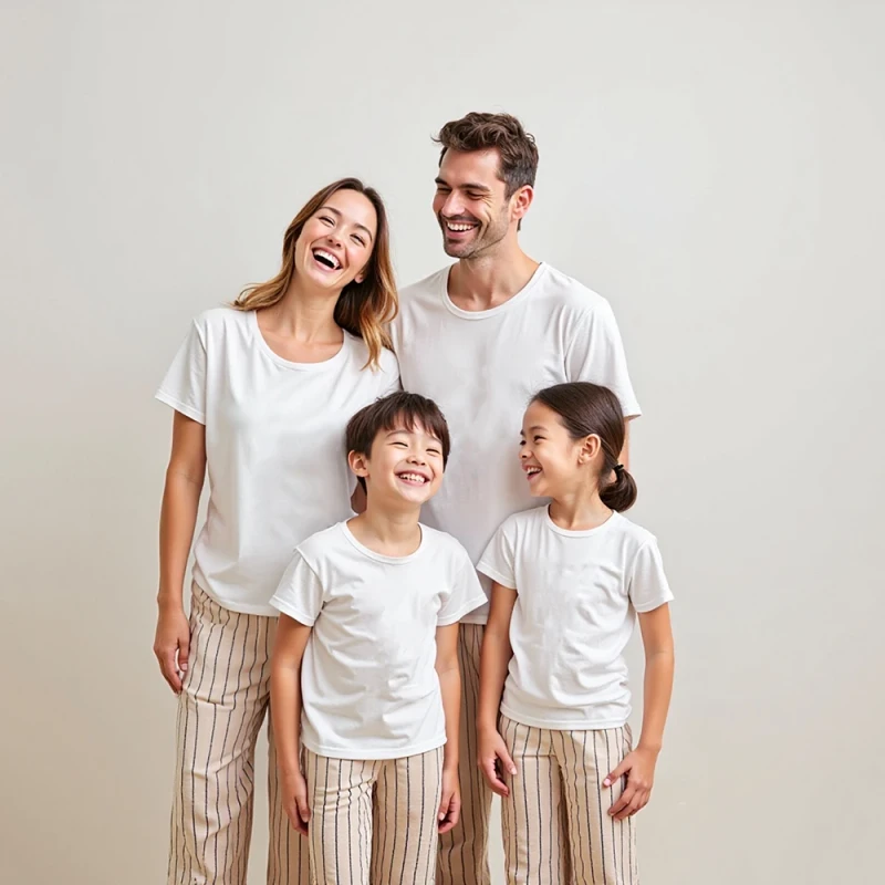 Custom Summer Bamboo Spandex Pajamas for Kids Breathable Matching T Shirts for Families and Girls