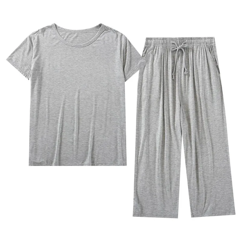 Custom Summer Modal Blend Short Sleeved Pajamas Home Clothes Men's Night Wear Pajamas Sleepwear Suit