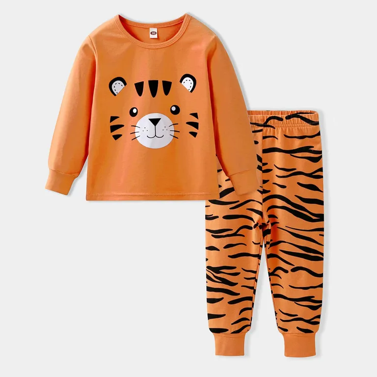 Custom-Toddler-Boys-Sleepwear-Cartoon-Tiger-Print-PJ-Set-Cotton-Kids-Pajamas