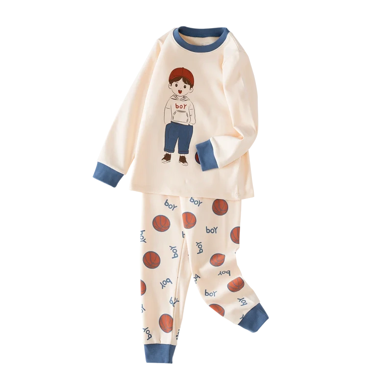 Custom Toddler Children Boy Cartoon Winter Cotton Spandex Casual Clothing Pijamas Pajamas Sleepwear Set