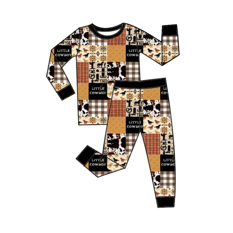Custom-Western-Printed-Bamboo-Pajamas-Kids-Toddler-Clothing-Bamboo-Zippy-Girl-Baby-Clothes-Baby-Bamboo-Pajamas-Outfit