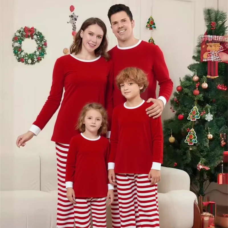 Custom Winter Plus Size Christmas Family Pajamas Sets Long Sleeve Christmas Family Pajamas